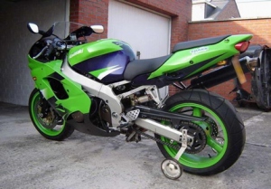 Kawasaki motorbike with stabilisers
